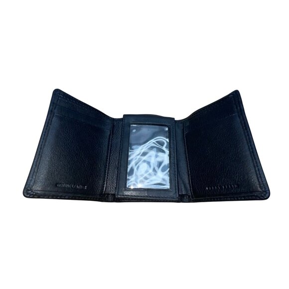 Perry Ellis Men Black Genuine Leather With ID Window & Card Slots Trifold Wallet - Picture 2 of 6